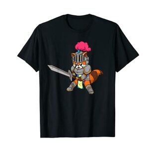 長剣を持った鎧兜 - レッドパンダ Tシャツの画像