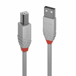 LINDY USB 2.0 TypeA/TypeBケーブル、アントラライン、グレー、1m、50パック(型番:36687)の画像
