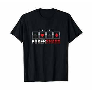 オンライン プレーヤー ポーカー サメ 断崖絶壁 ギャンブル プレイヤーカード ゲーム Tシャツの画像
