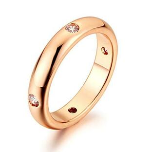 Acefeel（エスフィール） 18K rose goldコーティング指輪 レディース ４粒ＣＺダイヤ シンプル 金属アレルギー対応 ピンクの画像
