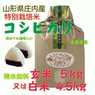 令和６年度特別栽培米山形県庄内産コシヒカリ 玄米５kg白米(4.5kg)  鶴岡 贈答 お中元 お歳暮 精米 送料無料（沖縄・九州を除く）の画像