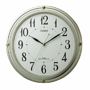 CITIZEN リズム シチズン 掛け時計 電波時計 アナログ M516 連続秒針 クリスタル 飾り エレガントミラー印刷仕上げ 金色の画像