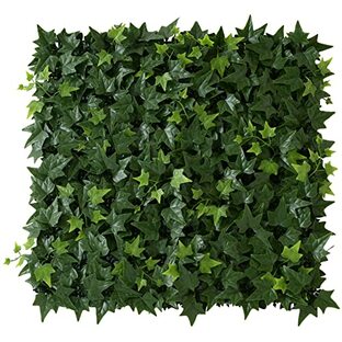 [山善] グリーンフェンス 50㎝×50㎝ 壁掛け 簡単設置 簡単固定 軽量 水やり不要 室内 庭 人工観葉植物 おしゃれ グリーンカーテン リーフデコレーション LD-A5050M メイプルの画像
