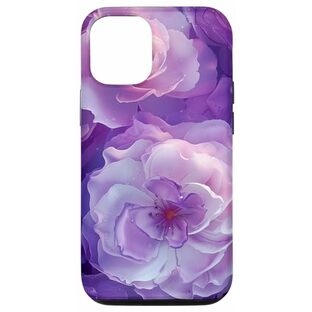 iPhone 14 紫色の花、かわいいバラ スマホケースの画像