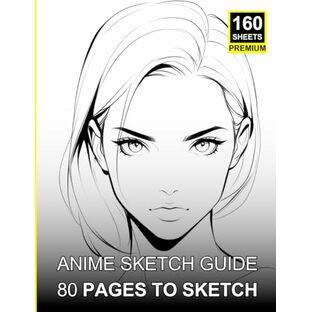 Anime Sketch Guide: 30% Opacity Drawing Book for Artists: 80 Unique Anime Faces with 30% Opacity for Easy Sketching and Practiceの画像