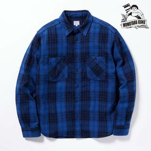 ☆メンズ/MOMOTARO JEANS/桃太郎ジーンズ/ORIGINAL INDIGO TWILL CHECK SHIRT/オリジナルツイルチェックシャツ/品番:MXLS1001/2023秋冬【SALE】【20%OFF】の画像