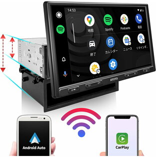 カーステレオ 10インチカーナビ システム シングルDINおよびダブルDINアダプティブ オーディオ一体型ナビ 無線のCarPlay と Android Auto 1280*720 QLED ディスプレイ HD LRV（ライブリアビュー）Bluetooth 携帯ミラーリング 携帯充電 USB/SD 最大2TBのストレージの画像