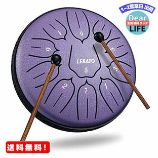 MR:スリットドラム スチールタングドラム LEKATO 金属ドラム 11音 6インチ 打楽器 マレット 収納バッグ付き 瞑想 ヨガ 禅 (パープル)の画像