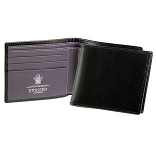 エッティンガー ETTINGER 財布 メンズ 二つ折り財布 ブラック BILLFOLD WITH 6 C/C ST030CJR BLACK/PURPLE PURPLE/STERLING COLLECTIONの画像