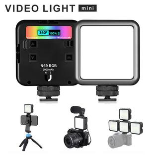 ビデオライト カメラライト N69 小型 60 LED RGB USB 充電 撮影ライト 撮影用 ライト スマートフォン 照明 動画撮影 写真 自撮り 配信 アクションカメラの画像
