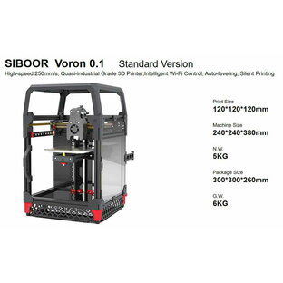 SIBOOR Voron 0.1 Standard Version 3Dプリンター組立キット 120x120x120mm印刷サイズ/高速250mm/s、準工業グレード/Wi-Fi/オートレベリング/サイレント印刷の画像