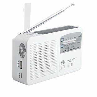 ポータブルラジオ FM/AM/対応 500MaH大容量バッテリー防災ラジオ ワイドFM対応ラジオ スマートフォンに充電可能 手回し充電/の画像