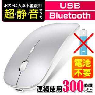 ワイヤレスマウス Bluetooth USB 接続 5.0 マウス 無線 薄型 静音 充電式 省エネルギー 2.4GHz 高精度 売れ筋 Mac Windows シルバー ワイヤレス 対応 かわいいの画像