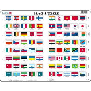 ジグソーパズル 英語 国旗 地図 世界 パズル 国名 地理 小学生 知育玩具 6歳 紙製 [ LARSEN (ラーセン) フラッグパズル 英語版 80の画像