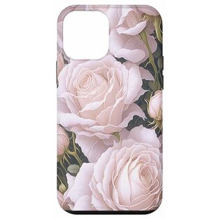 iPhone 12 mini 薔薇 花柄 美しい ソフト ピンク&ホワイト バラ スマホケースの画像