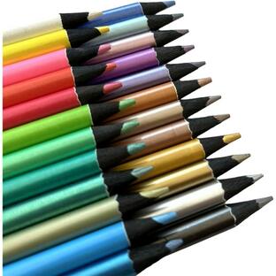 色えんぴつ メタリック 色鉛筆 メタリックカラー グリッター 金 銀 銅 蛍光色( 24色)の画像