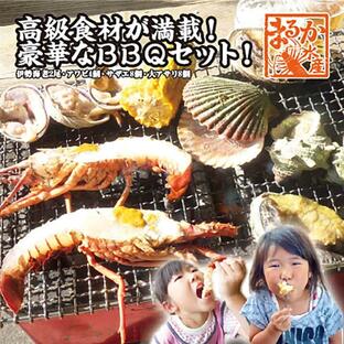 高級食材が満載！豪華なＢＢＱセット！（伊勢海老×2尾アワビ4個サザエ8個大アサリ8個）[魚介類]の画像