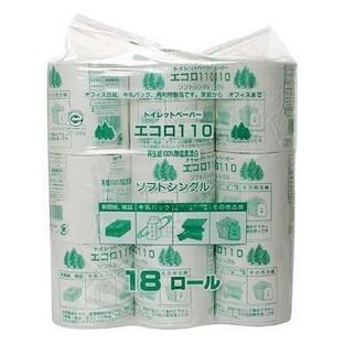 業務用トイレットペーパー エコロ 110m*18R(シングル) 自然環境を考え無塩素漂白の トイレットペーパー！（1Ｒずつ紙包装あり）の画像