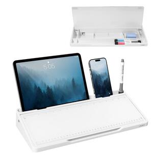 LOUKIN 卓上ホワイトボード ガラス製 卓上収納 デスク ホワイトボード 持ち運び 目盛り付きボード デスクオーガナイザー ボードマーカの画像