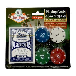プレイング カード ＆ ポーカー チップ セット ブルー Cards & Poker Chips Set おもちゃ トランプ カード カジノ メール便OKの画像