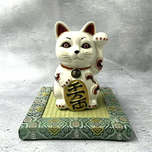 京焼 清水焼 陶あん -招き猫-  狐(赤） 白地  左手 千万両の画像