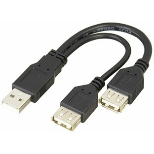 変換名人 データ転送+充電と充電のみを使い分けられる二股(Y字)USBケーブル [ USB A・オス - USB A・メス(x2) ] [ 約15cm x 2 ] USBA/2の画像