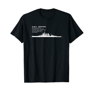 HMS レナウン イギリス巡洋戦艦のシルエットのインフォ グラフィック Tシャツの画像