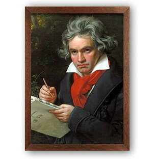 肖像画 音楽家 A4 木目調フレーム ポスターaoipro (ベートーヴェン)の画像