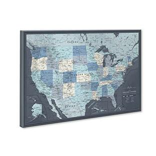 キャンバスでピンマップアメリカ合衆国をプッシュマップ パーソナライズされたプッシュピンUSマップ 米国の大規模なプッシュピンマップ 並行輸入の画像