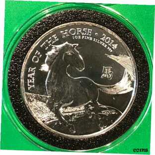 2014 イヤー オブ ザ ホース 1 トロイ オズ .999 ファイン シルバー ラウンド コレクタブル UK 2?コイン2014 Year Of The Horse 1 Troy Oz .999 Fine Silver Round Collectible UK 2? Coinの画像