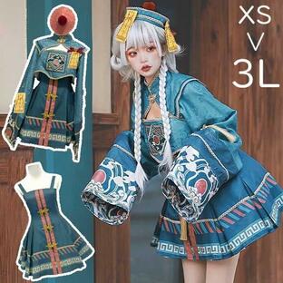 中華風 チャイナ キョンシー ゾンビ コスチューム チャイナ服 ワンピース ジャンパースカート dd195の画像