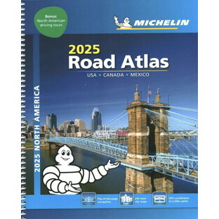 旅行&出張に A4版英語表記の詳細道路地図 ミシュラン・アトラス・北アメリカ Road Atlas USA Canada Mexico 2025の画像