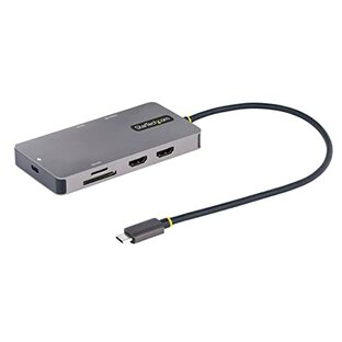 スターテック StarTech.com マルチポートアダプター/USB Type-C接続/デュアルモニター/4K60Hz HDMI/100W USB PD/2x USB-Aハブ(5Gbps)/GbE/SD & MicroSDカードリーダー/各種OS対応/30cmケーブル/タイプC変換多機能ハブ/USB-Cディスプレイアダプター 120B-USBC-MULTIPORTの画像