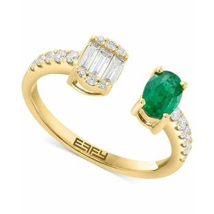 エフィー コレクション リング アクセサリー メンズ EFFY® Emerald (3/8 ct. t.w.) & Diamond (1/3 ct. t.w.) Cuff Ring in 14k Gold Emeraldの画像