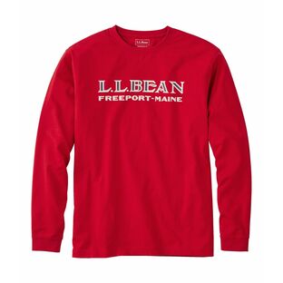 《公式》Tシャツ（長袖）/メンズ/Red/ケアフリー・アンシュリンカブル・ティ、長袖 エル・エル・ビーン・ロゴ/Men's Carefree Unshrinkable Tee, Long-Sleeve L.L.Bean Logo/M/L.L.Bean（エルエルビーン）の画像