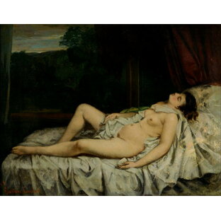 絵画 インテリア 額入り 壁掛け複製油絵ギュスターヴ・クールベ 眠れる裸婦 油彩画 複製画 選べる額縁 選べるサイズの画像