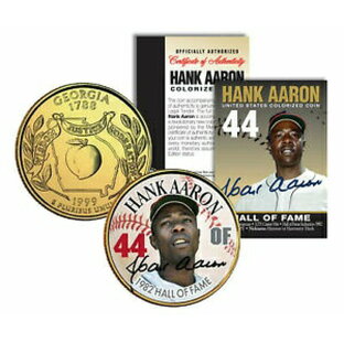 【極美品/品質保証書付】 アンティークコイン コイン 金貨 銀貨 [送料無料] HANK AARON * Hall of Fame * Legends Colorized Georgia Quarter Gold Plated Coinの画像
