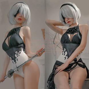 ニーア オートマタ コスプレ衣装 NieR Automata 2B 水着 cosplay演出服 コスチューム アニメ ハロウィン仮装 変装の画像