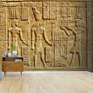 壁画古代エジプト人＆象形文字剥がして貼る壁紙 粘着壁紙ビニールフィルム リビングルームインテリア輸入品の画像