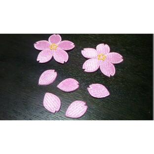 プロ野球応援グッズ（キッズ用）/縁取り刺繍桜と花びらワッペンセットe1/ピンク桜色の画像