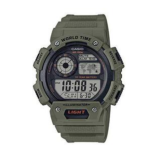 Casio Men's World Time Chronograph Green Resin Watch 並行輸入の画像