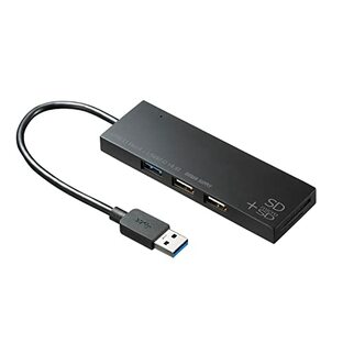 サンワサプライ USB3.1+2.0コンボハブ カードリーダー付き USB-3HC316BKNの画像