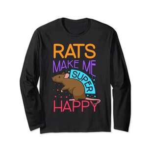 Rats make me super happy - ネズミ 長袖Tシャツの画像