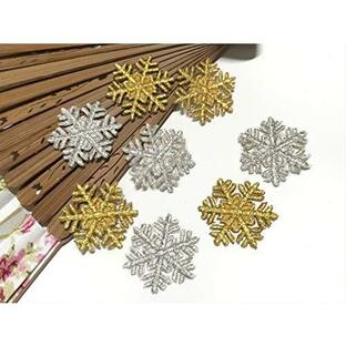 ワッペン アイロン 刺繍 雪 セット ミニサイズ スノーフレイク モチーフ アップリケの画像
