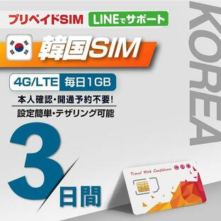 韓国 SIMカード 利用日数 3日間 毎日1GB高速データ通信 SK/KT ローミングSIM SIMピン付 ※galaxy端末では利用不可の画像