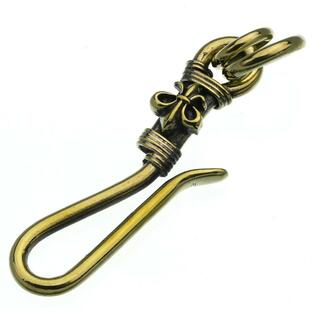 キーホルダー キーリング キーフック 真鍮 ゴールド 鍵 車 スマートキー ウォレットチェーン 百合の紋章 パーツ おしゃれ ベルト メンズ 男性の画像