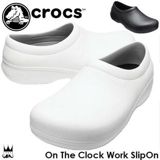 クロックス crocs メンズ レディース スリッポン 205073 オン ザ クロック ワーク スリップオン 仕事履き 飲食店 厨房 病院 医療施設 ワークシューズ 100 001 靴の画像