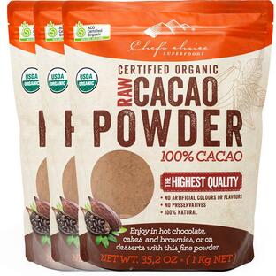有機カカオパウダー 1kg x 3袋 非アルカリ処理 RAW製法 純ココアパウダー Organic Raw Cacao Powder cocoa powder[BJV3]の画像