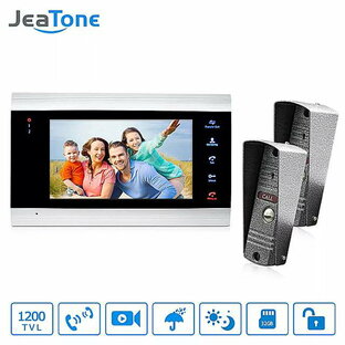 JeaTone 7インチ 有線 ビデオ ドア電話ドアベル ホーム セキュリティ インターホン システム 1200TVL カメラ Led カラーディスプレイ モニター ホーム セキュリティの画像