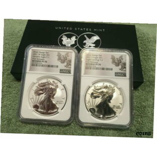 【極美品/品質保証書付】 アンティークコイン コイン 金貨 銀貨 [送料無料] 2021 Tw0 Coin Reverse Proof 70 Designer Set of Silver Eagles First Releasesの画像